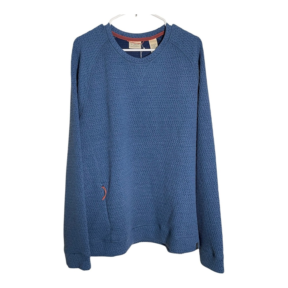LL Bean Ridgeknit Crewneck Mens XL Regular Dark Marin Blue Sweater 523254 NEW